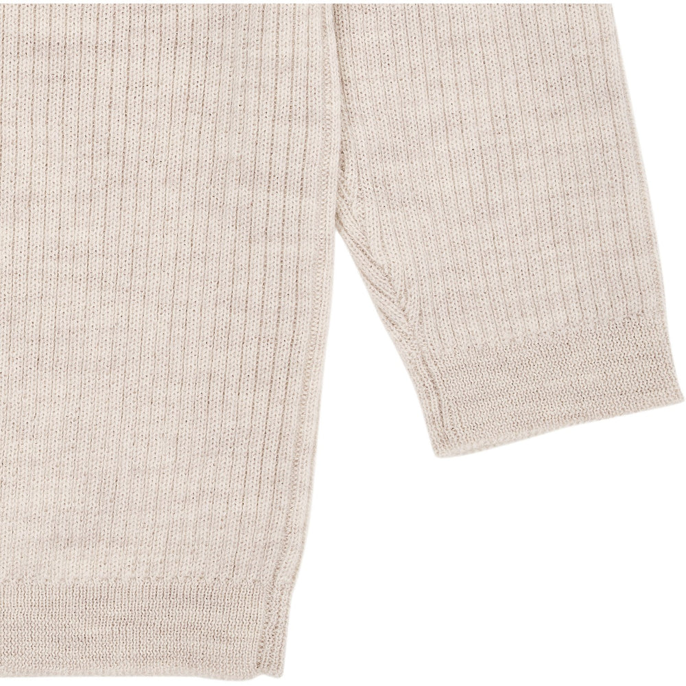Pale Cream Melange Merino Classic Rib Bluse