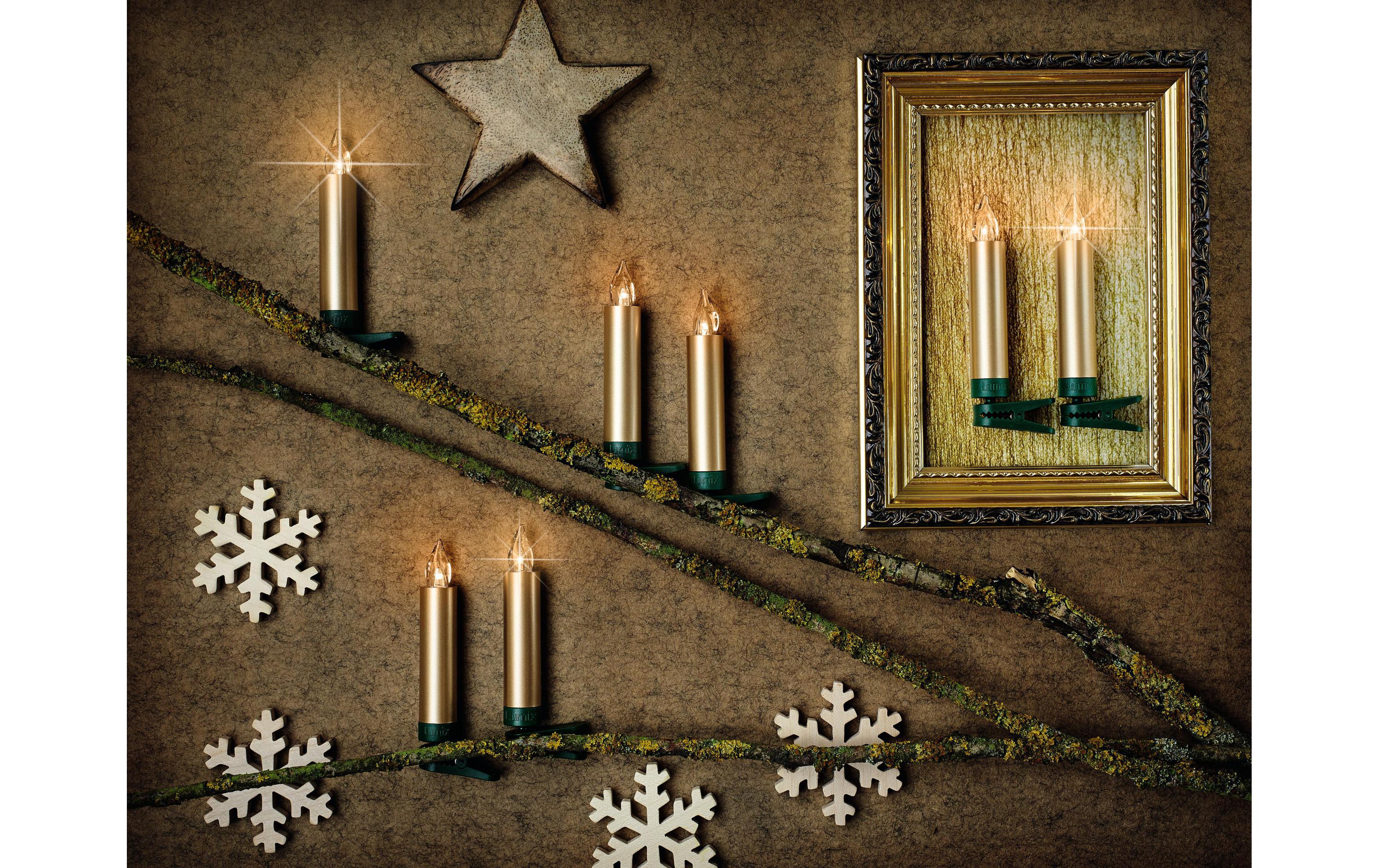 LED Baumkerze SuperLight Mini, Gold, 6er-SetErweiterungsset LED Christbaumkerzen