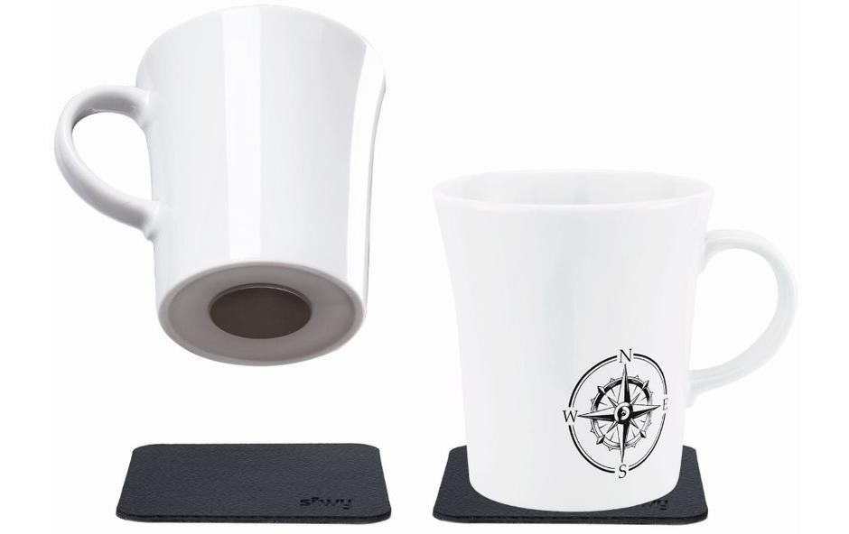 Porzellan Magnet-Henkel-Tassen Set ReiselustKlassische, standsichere Tassen aus Porzellan