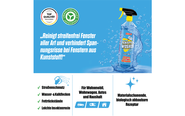 WOSHUP! Fenster Wosher Scheibenreiniger für Wohnwagen und Wohnmobile 1 Liter