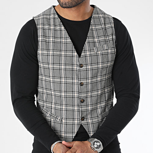 Gilet A Carreaux Gris
