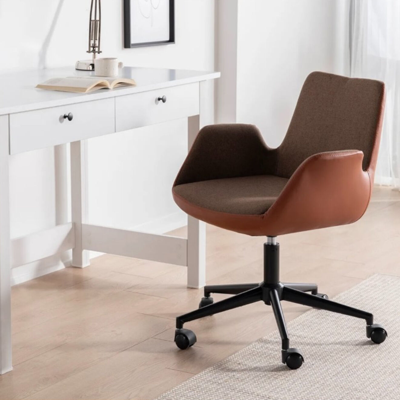 Homitis Chaise de bureau Dora marron/tan - 62x77x60 cm