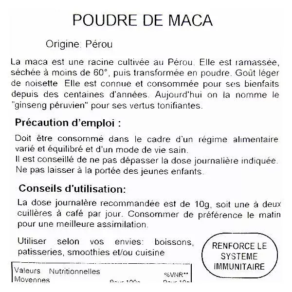 Valebio Maca Bio 100g