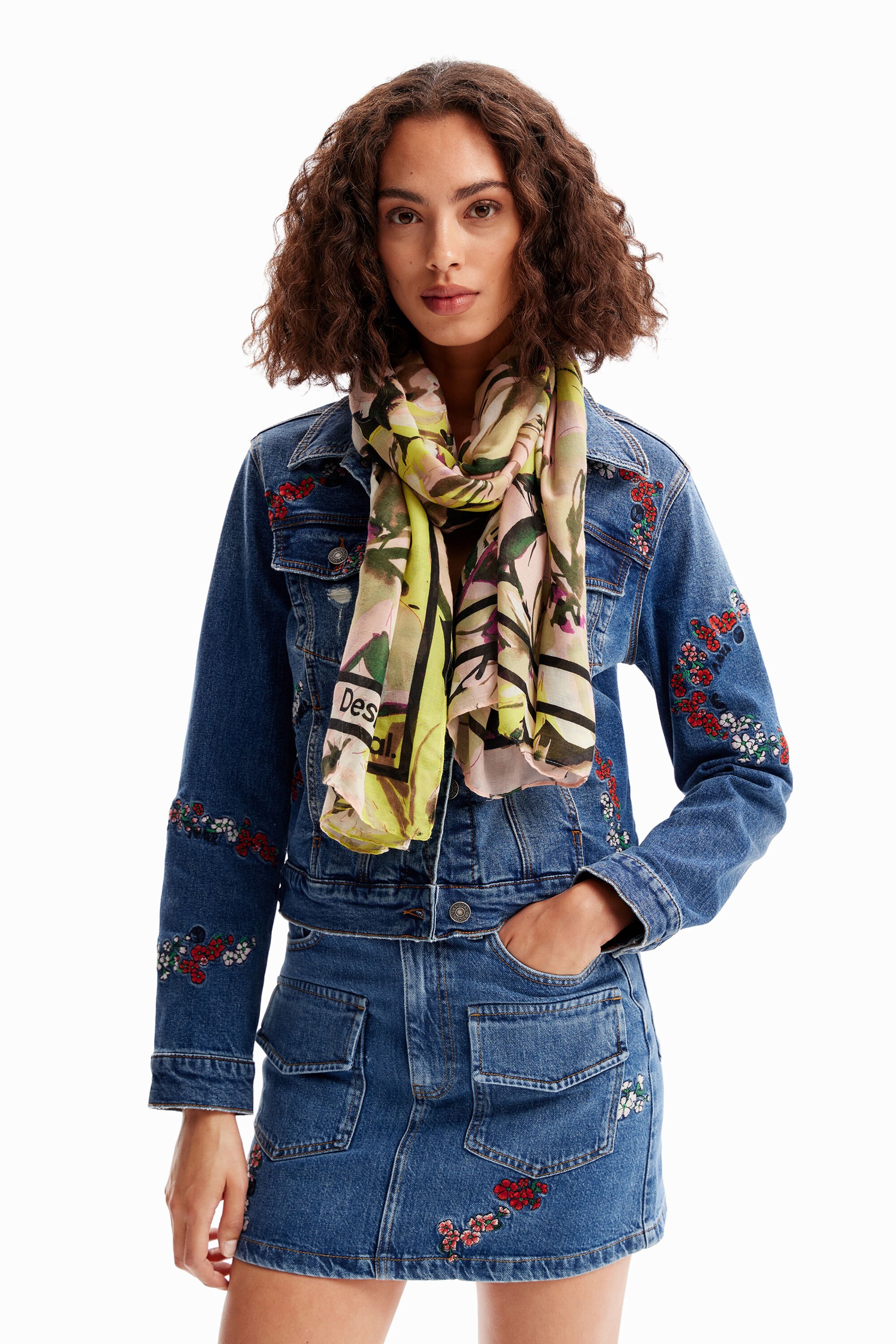 Foulard rectangulaire fleurs