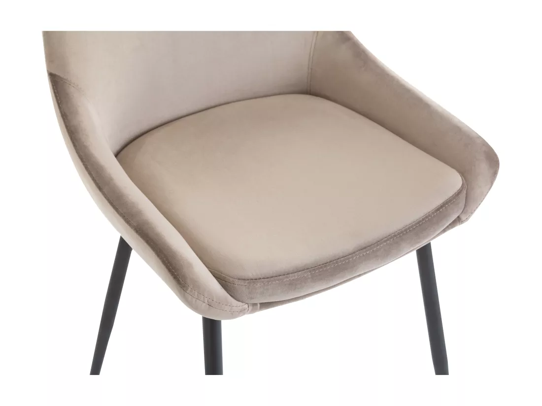 Lot de 2 chaises - Velours et métal noir - Taupe - MASURIE