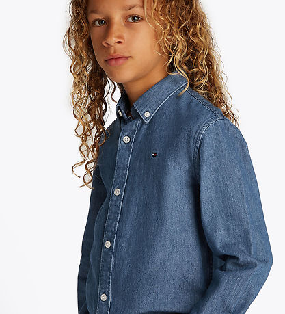 Tommy Hilfiger Hemd - Denim Chambray - Denim Medium+ Waschung