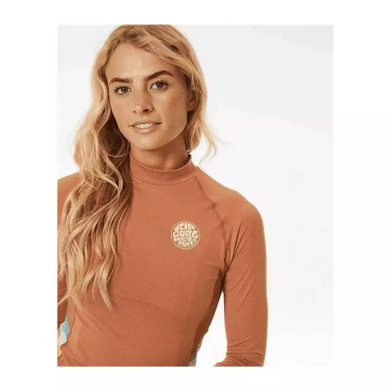 Lycra femme RIPCURL Sunrise Stripe Upf Ls Rash Gua Brown S