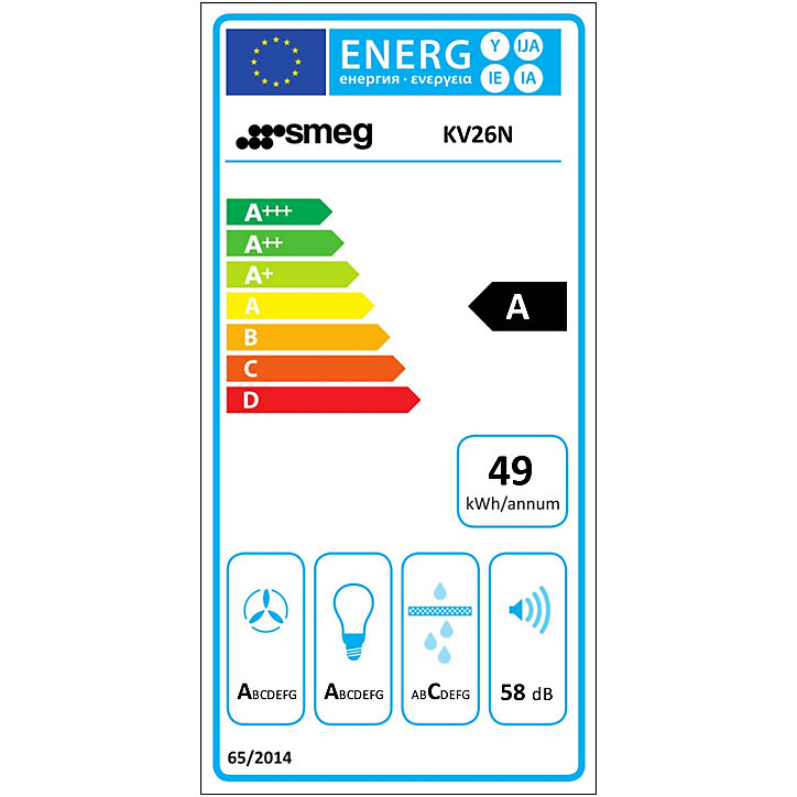 Hotte décorative inclinée Universel L. 60 cm KV26N Smeg noir