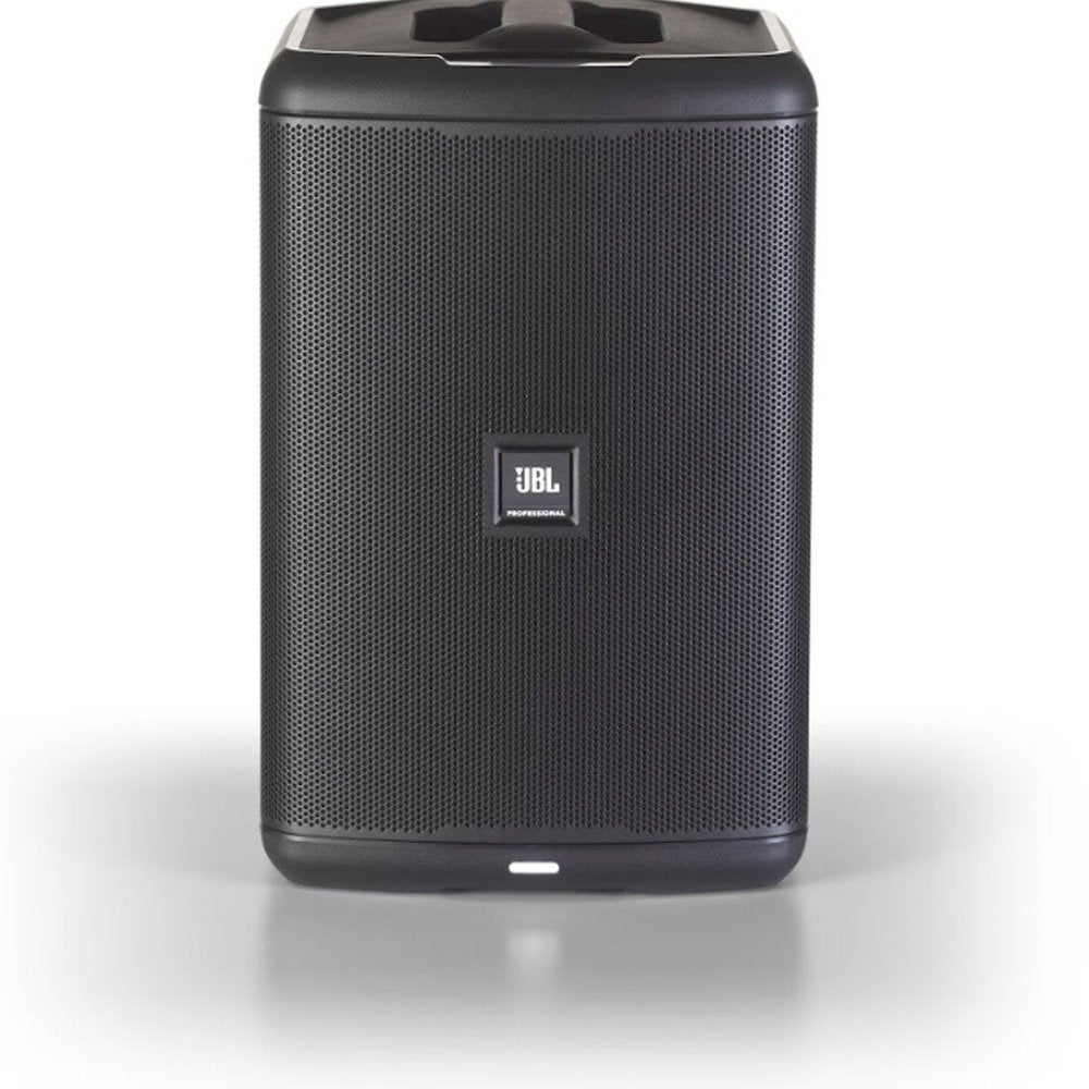 JBL EON ONE Compact (2 x), Electro-Voice microfoons (2 x), statieven en kabels