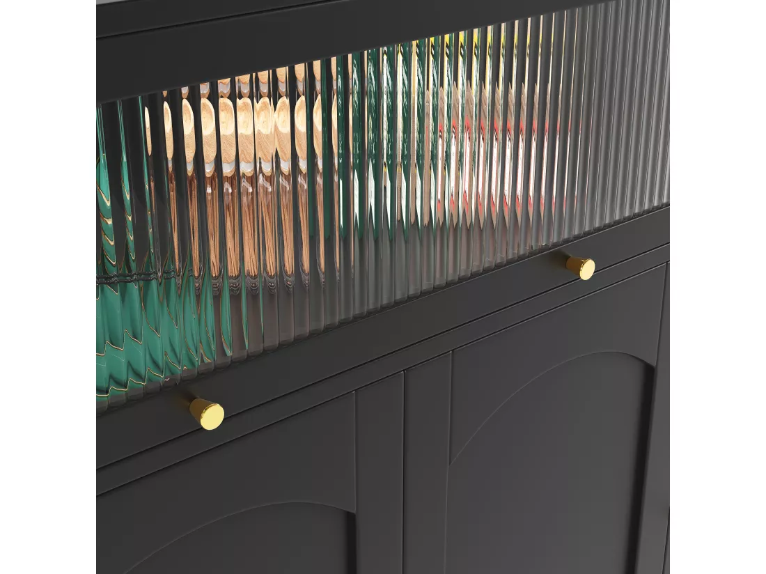 Buffet moderne - en MDF - avec 3 portes et 3 compartiments - Noir