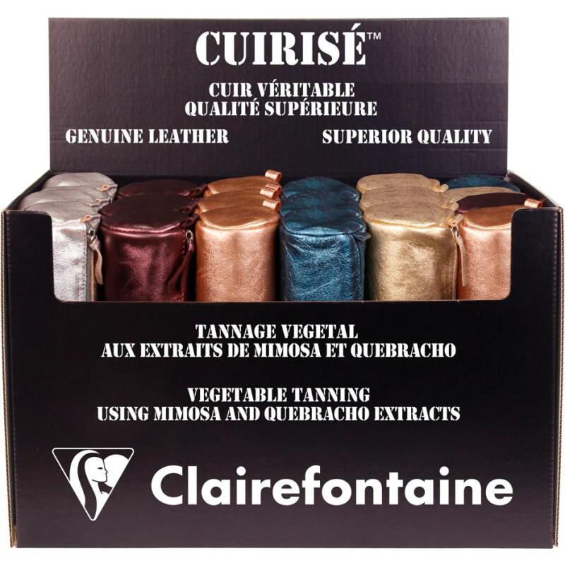 Présentoir 24 trousses rondes Clairefontaine Cuirisé - Assortis