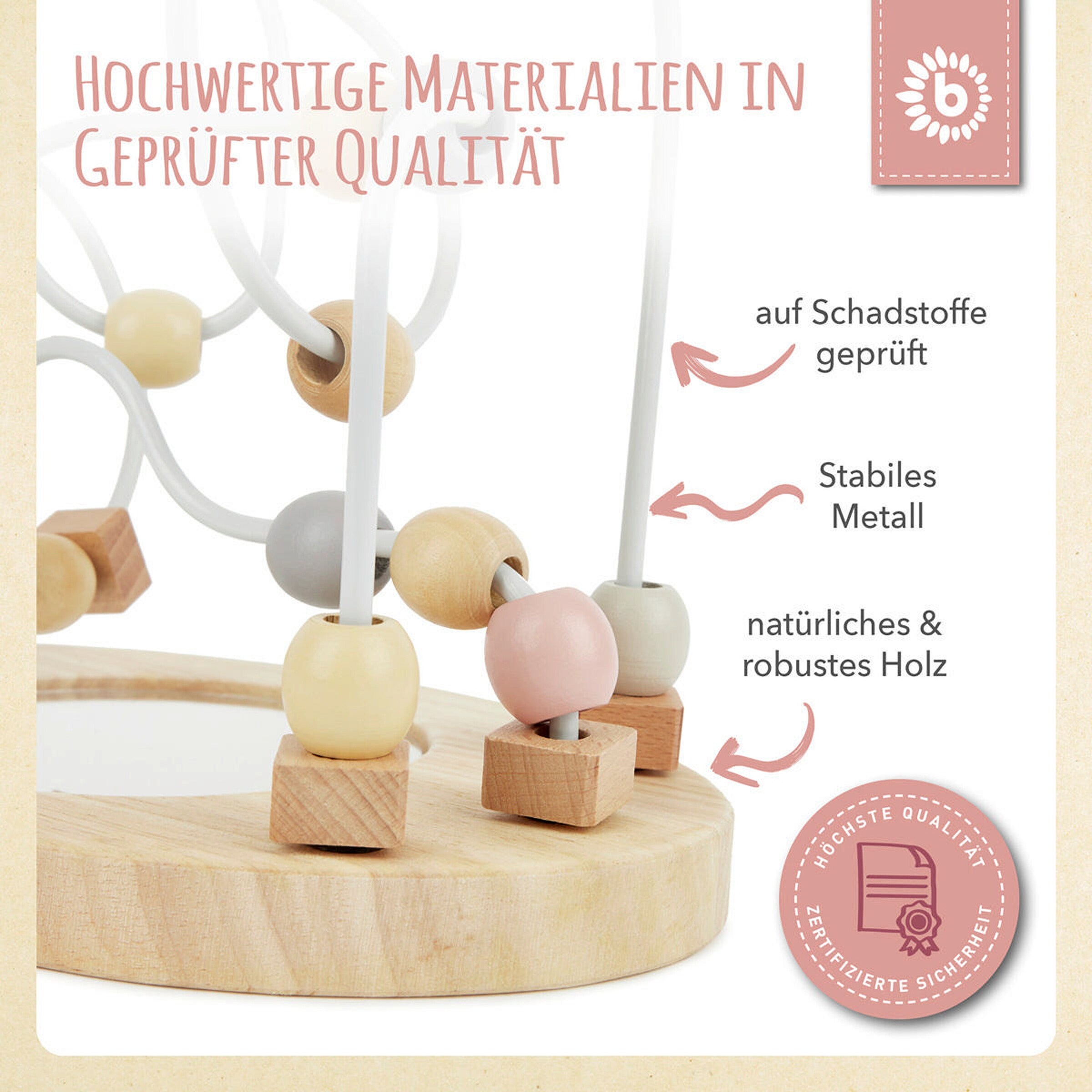 Bieco Motorikschleife mit Spiegel - ab 12 Monate Rosa