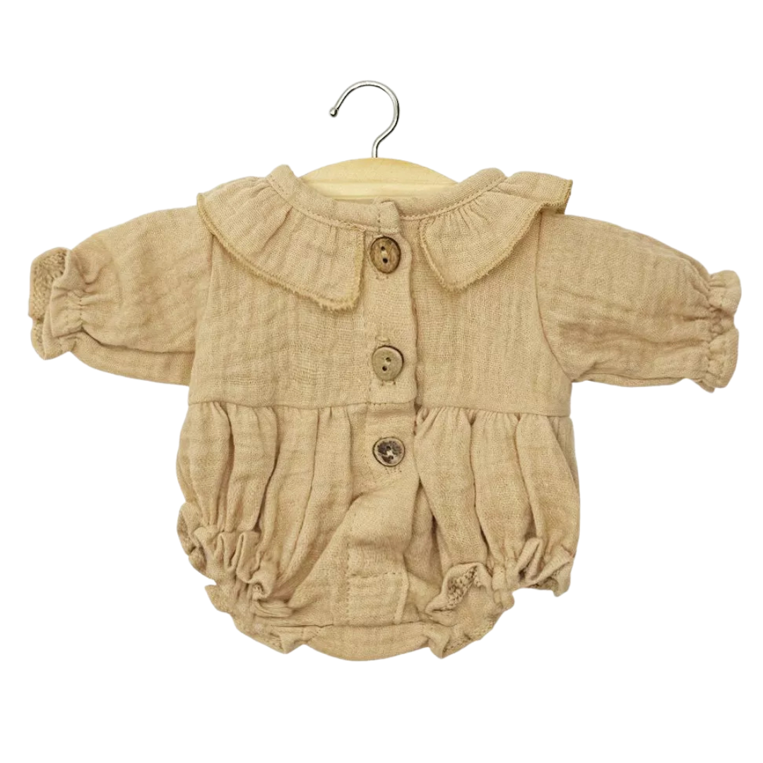 minikane poppenkleding romper léonore - latte - 34 cm