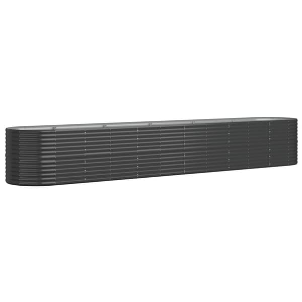 vidaXL Høybed pulverlakkert stål 440x80x68 cm antrasitt