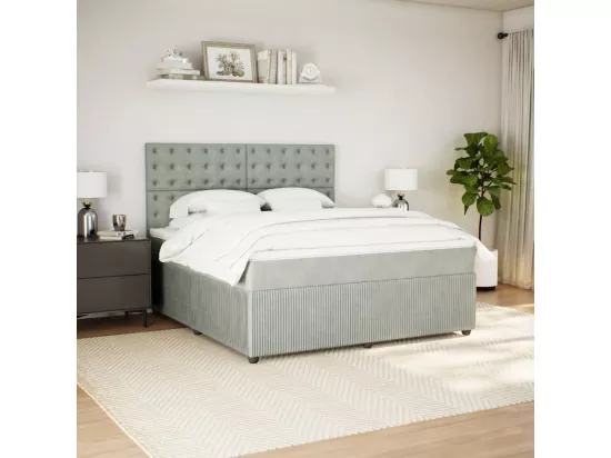 Sommier à lattes de lit et matelas Gris clair 180x200cm Velours