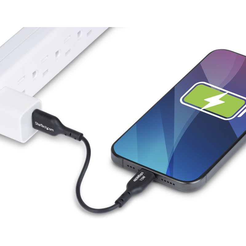 StarTech.com Câble de Charge USB-A vers USB-C de 15 cm, Charge et Synchronisation, 3A, USB 2.0, Gaine TPE - Cordon de Charge USB Noir