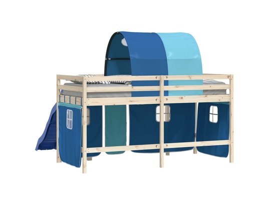 VIDAXL - Rideaux pour lit mezzanine avec tunnel bleu polyester
