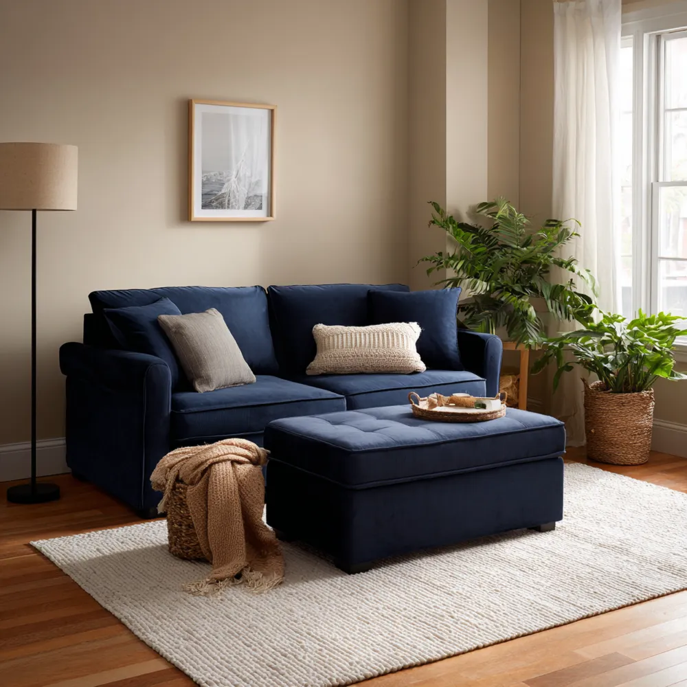 Sofa-Set Stoffpolster 200x150x45 cm – Dunkelblau – Modernes Design