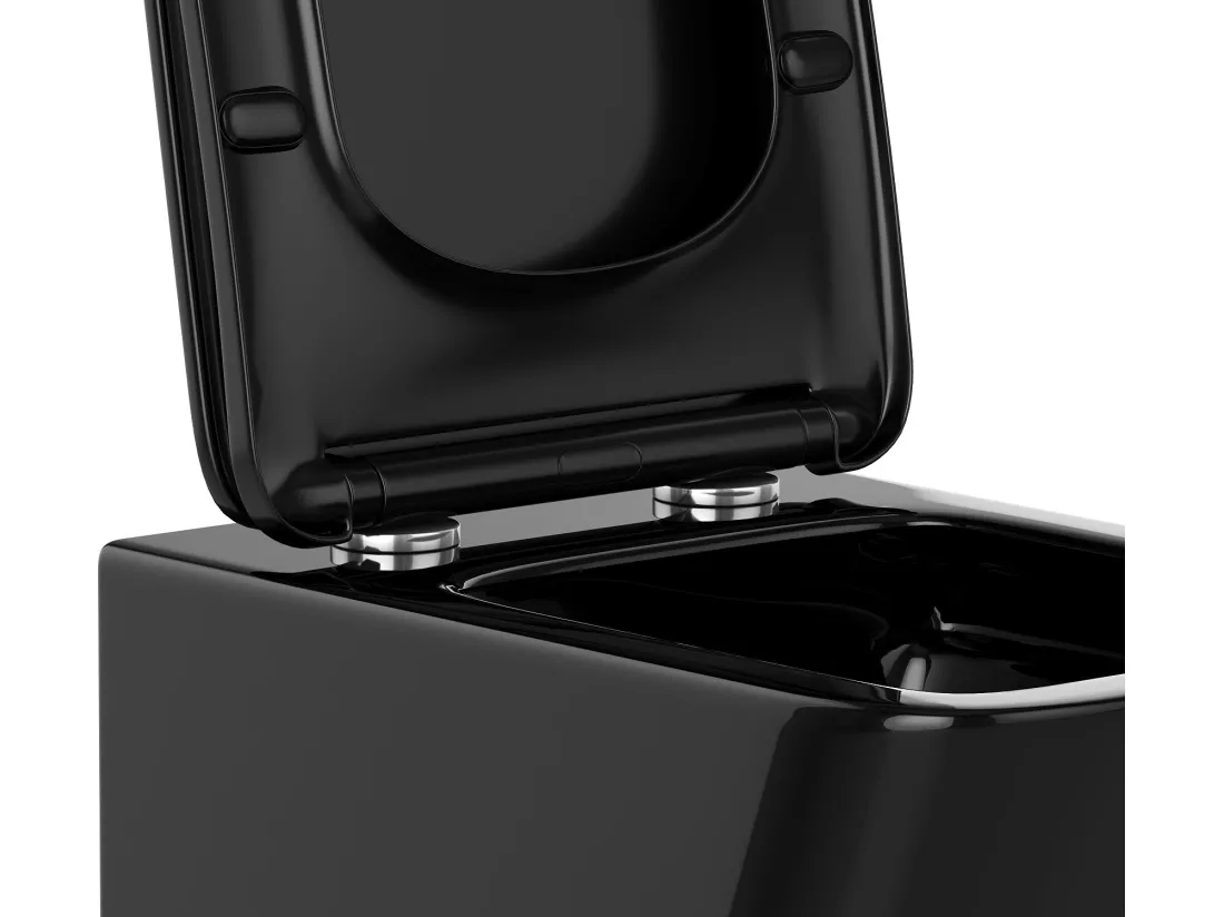 Pack WC suspendu en céramique noir brillant avec bâti-support décoratif - CLEMONA