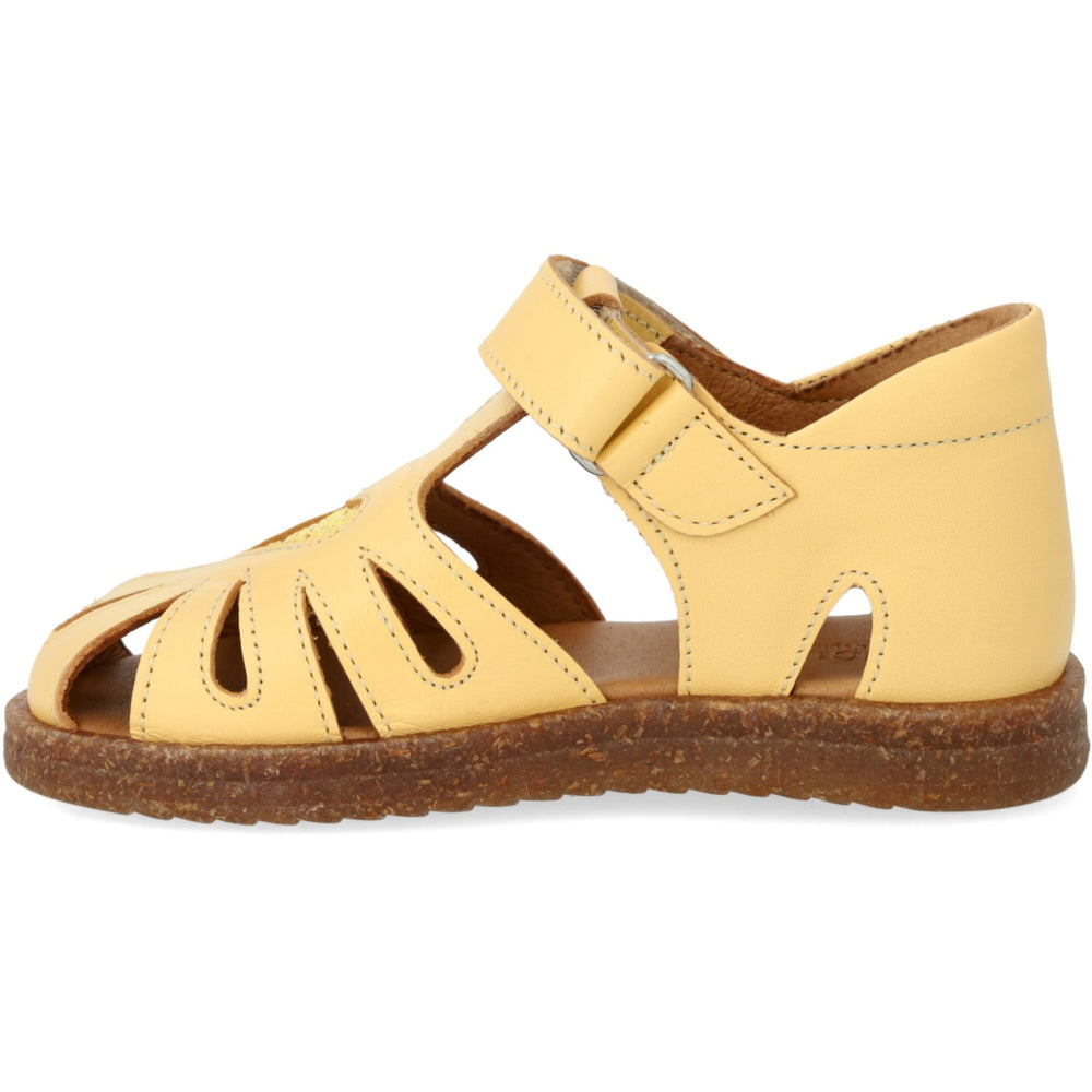 Køb Angulus Mellow Yellow/Pineapple Glitter Hjertesandal I Læder Med Funklende Glitterhjerte