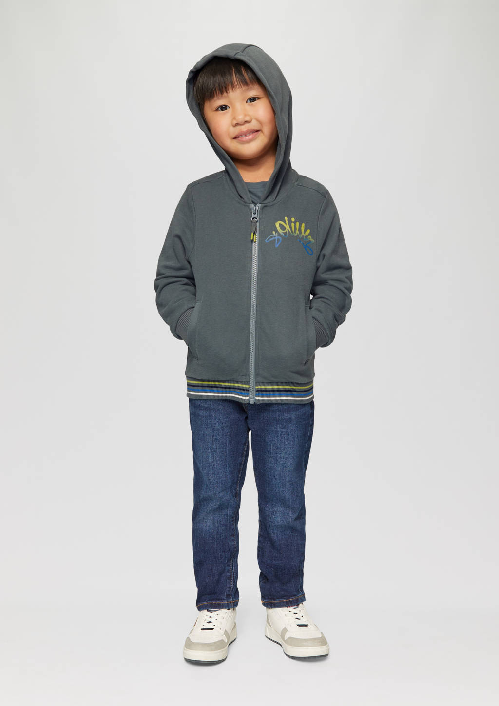 s.Oliver sweatvest met printopdruk donkergrijs