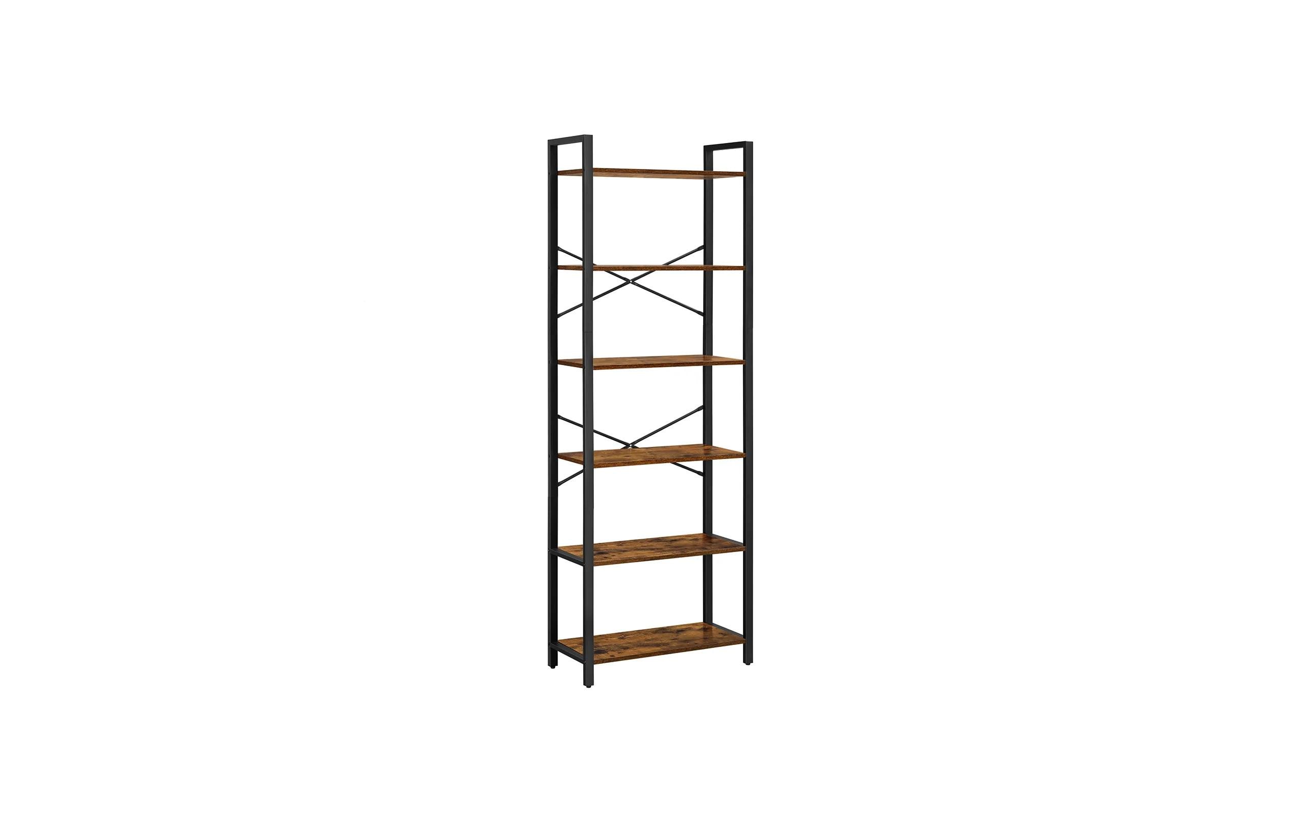 Regal mit 6 Ebenen 66 x 186 cm, Braun/SchwarzBücherregal aus Holz