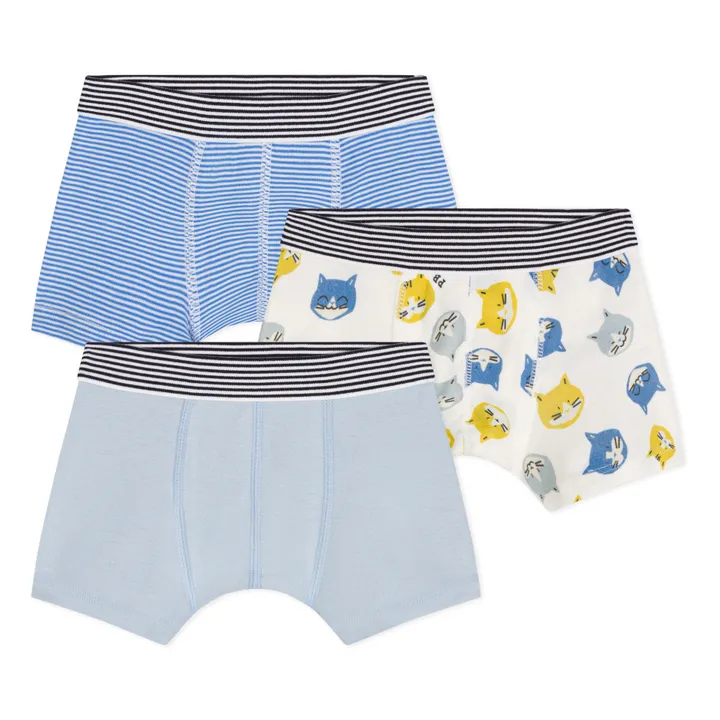 Petit Bateau Lot 3 Boxers Chats | Bleu