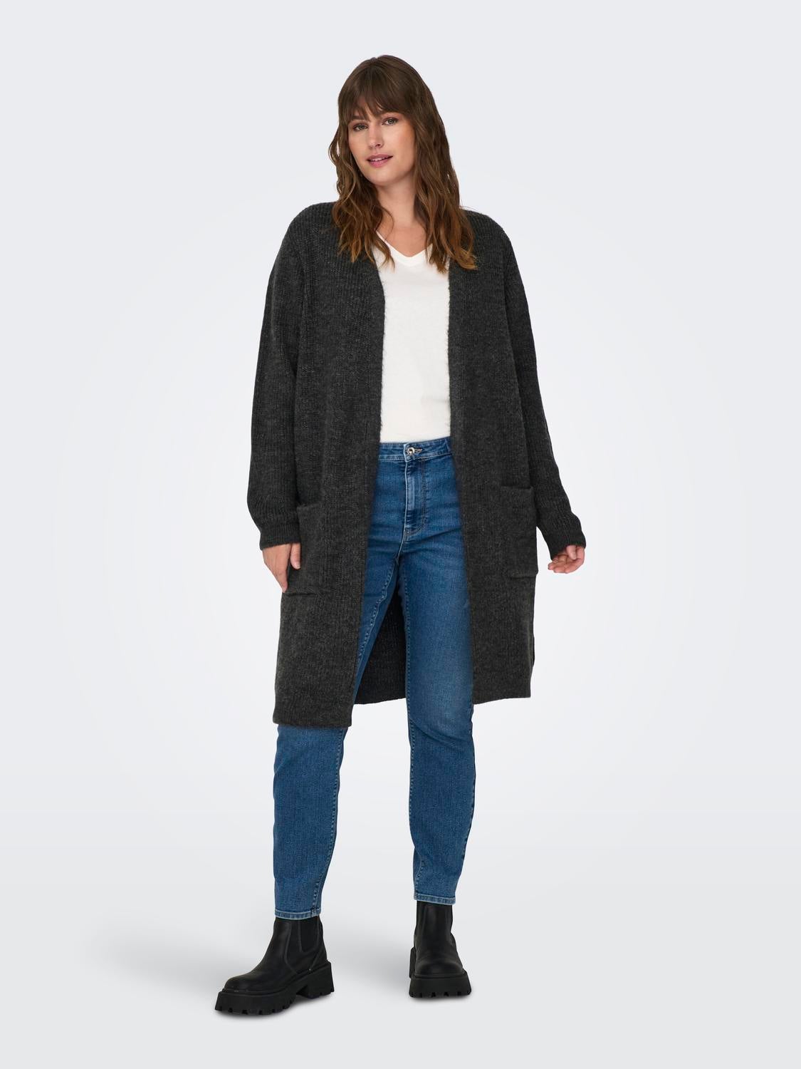 CARJADE Strickjacke Dark Grey Melange