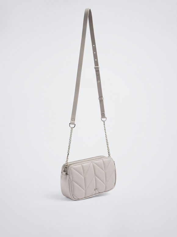 Bolsa matelassada com alça de corrente - Branca