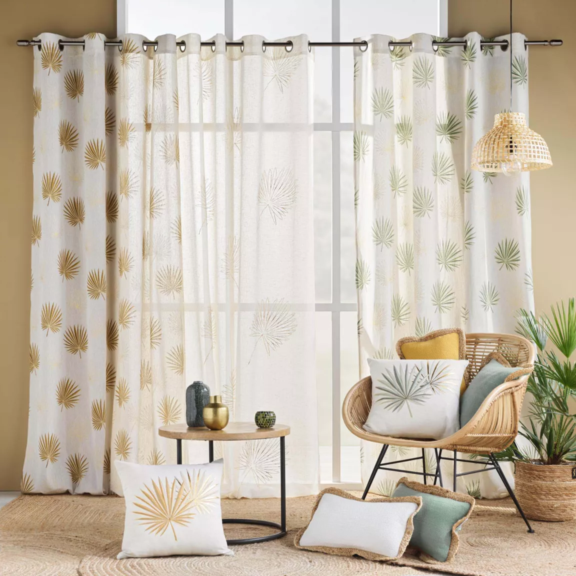 Rideau polycoton (140 x 240 cm) Lotus Vert