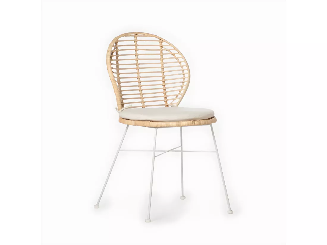 Chaise d'extérieur en fibre naturelle blanc 51x89 cm-Kala