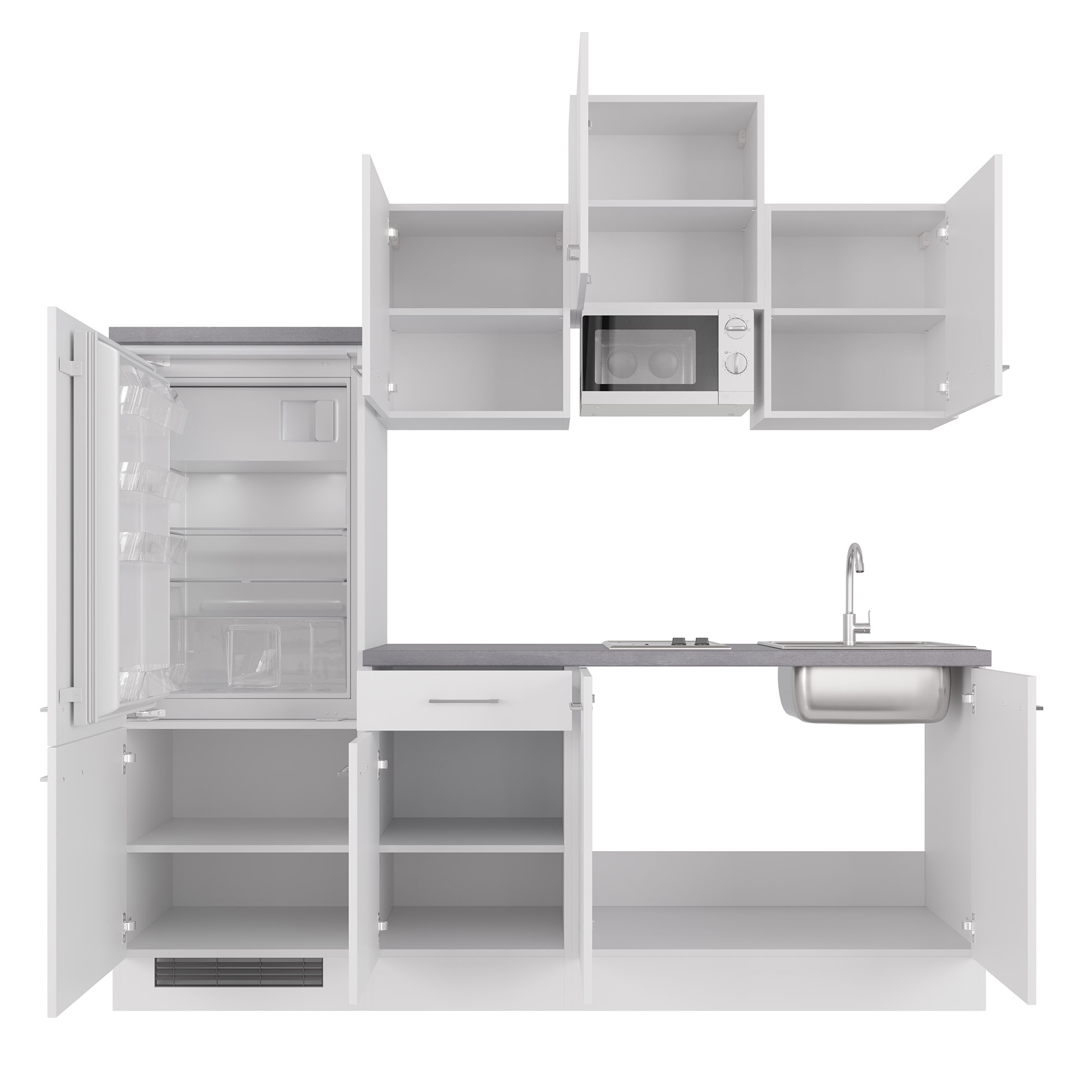 Küchenblock ELEA - weiß - mit E-Geräten - 210 cm