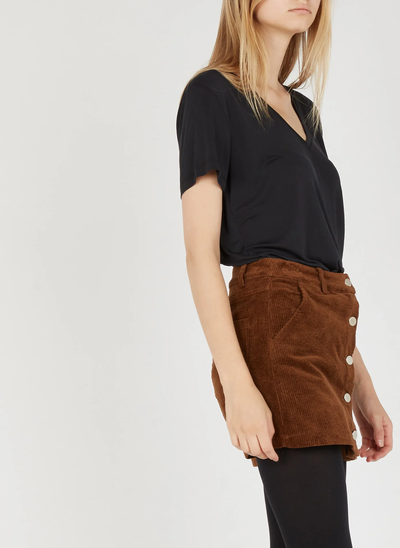 Tee-shirt col V fluide | Noir