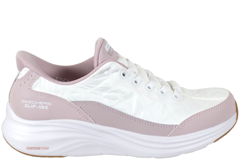 SKECHERS CONTOUR FOAM WHITE LAVENDER SLIP-INS SNEAKERS