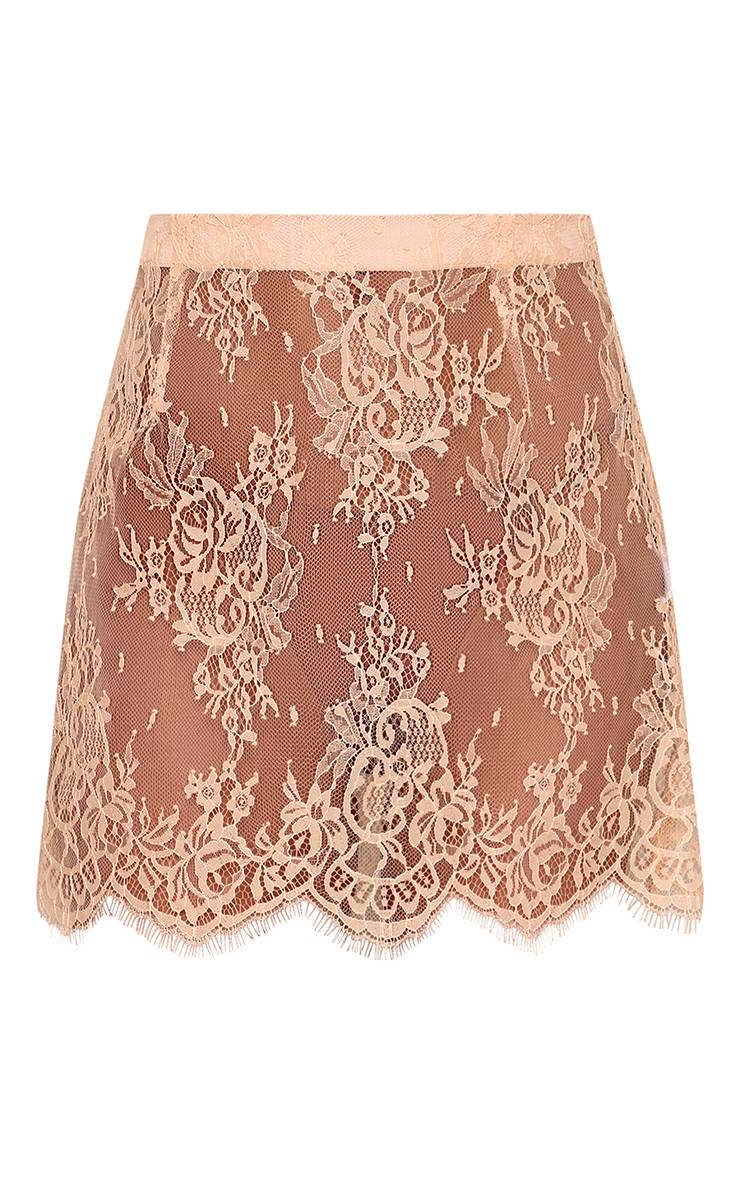 Pêche Mini-jupe En Dentelle Transparente
