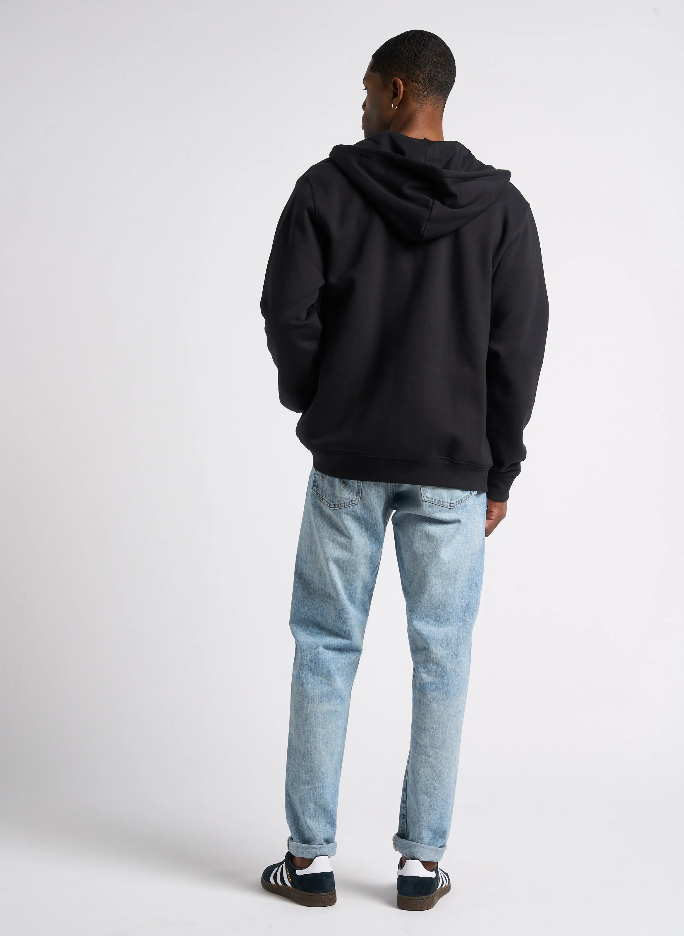 Sweat zippé à capuche en molleton doux| Noir