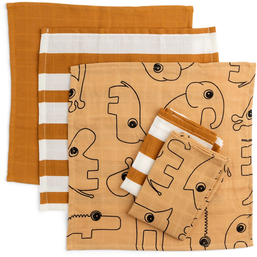 Done by Deer™ Waschlappen 5-pack Deer friends gelb