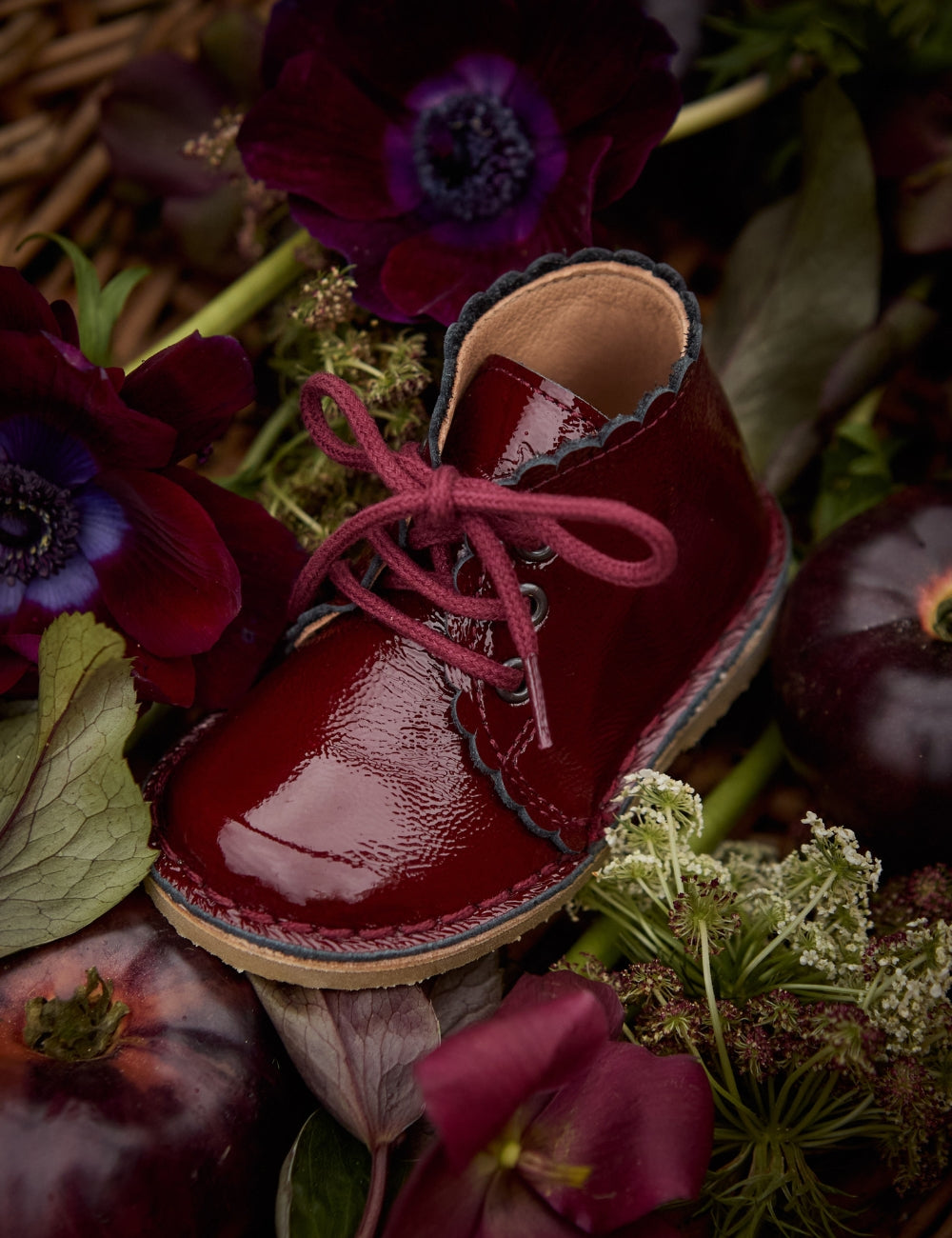 Scallop Boot - Burgundy Patent