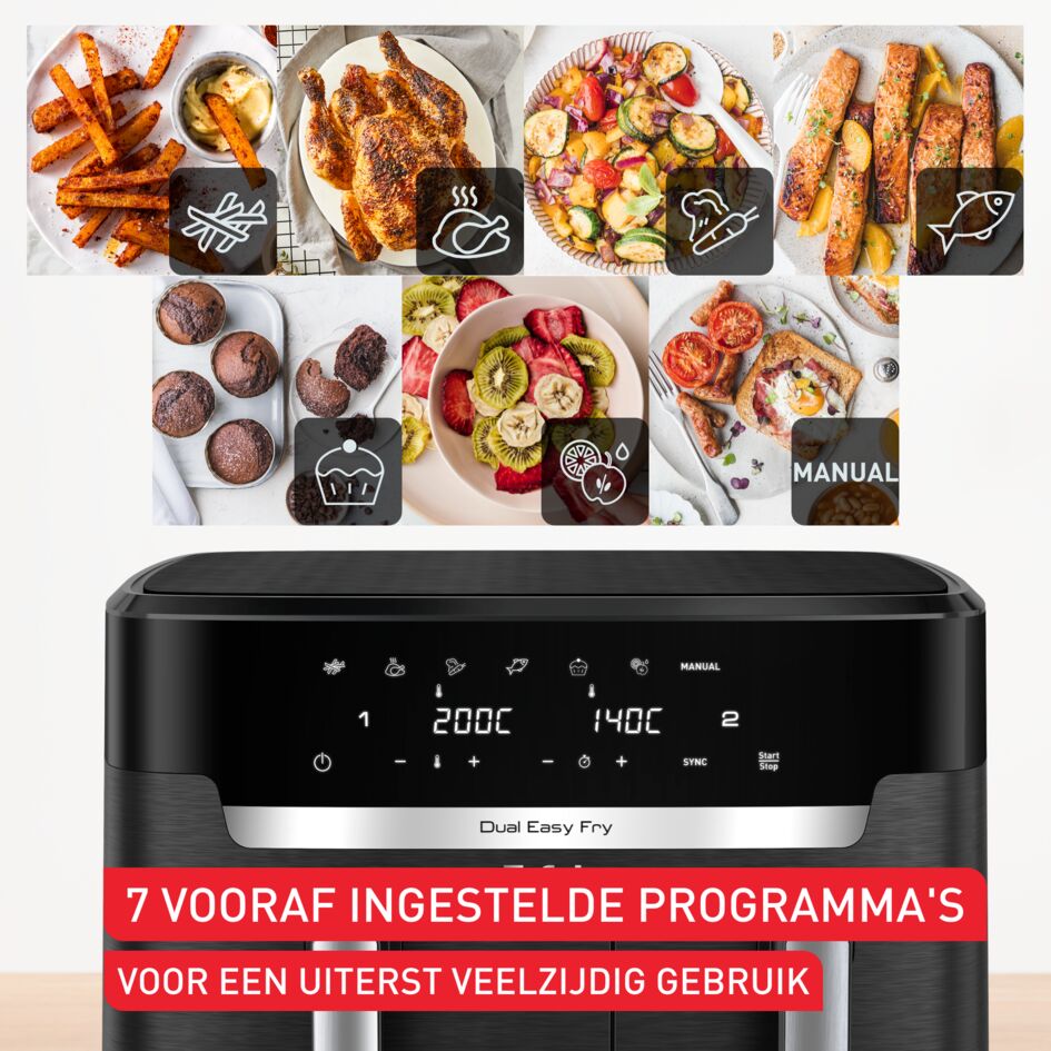 Easy Fry Dual XXL EY9428 Dubbele air fryer - 6 programma's - 11 L