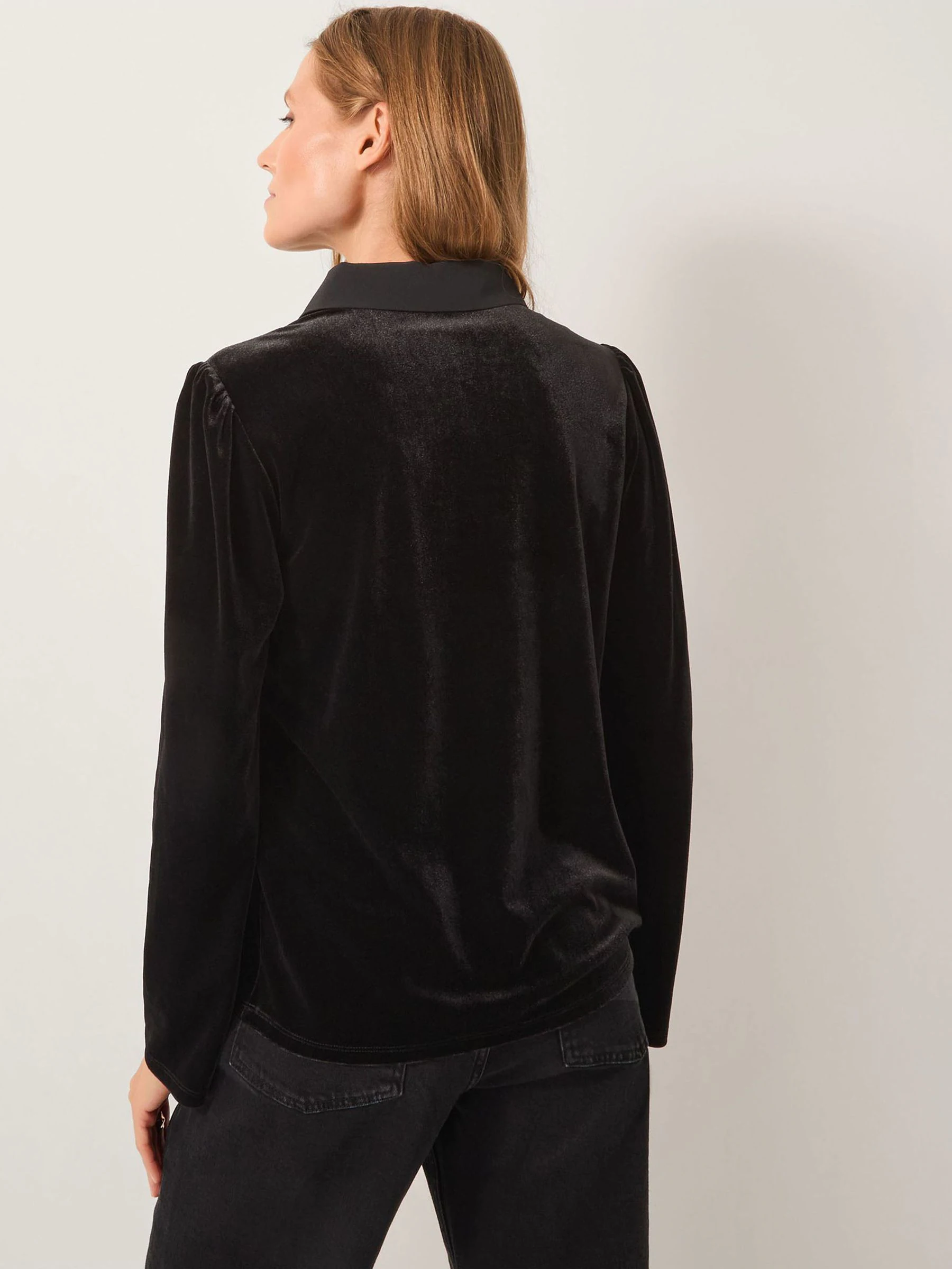 Monsoon Clay Collar Stretch Velvet Blouse