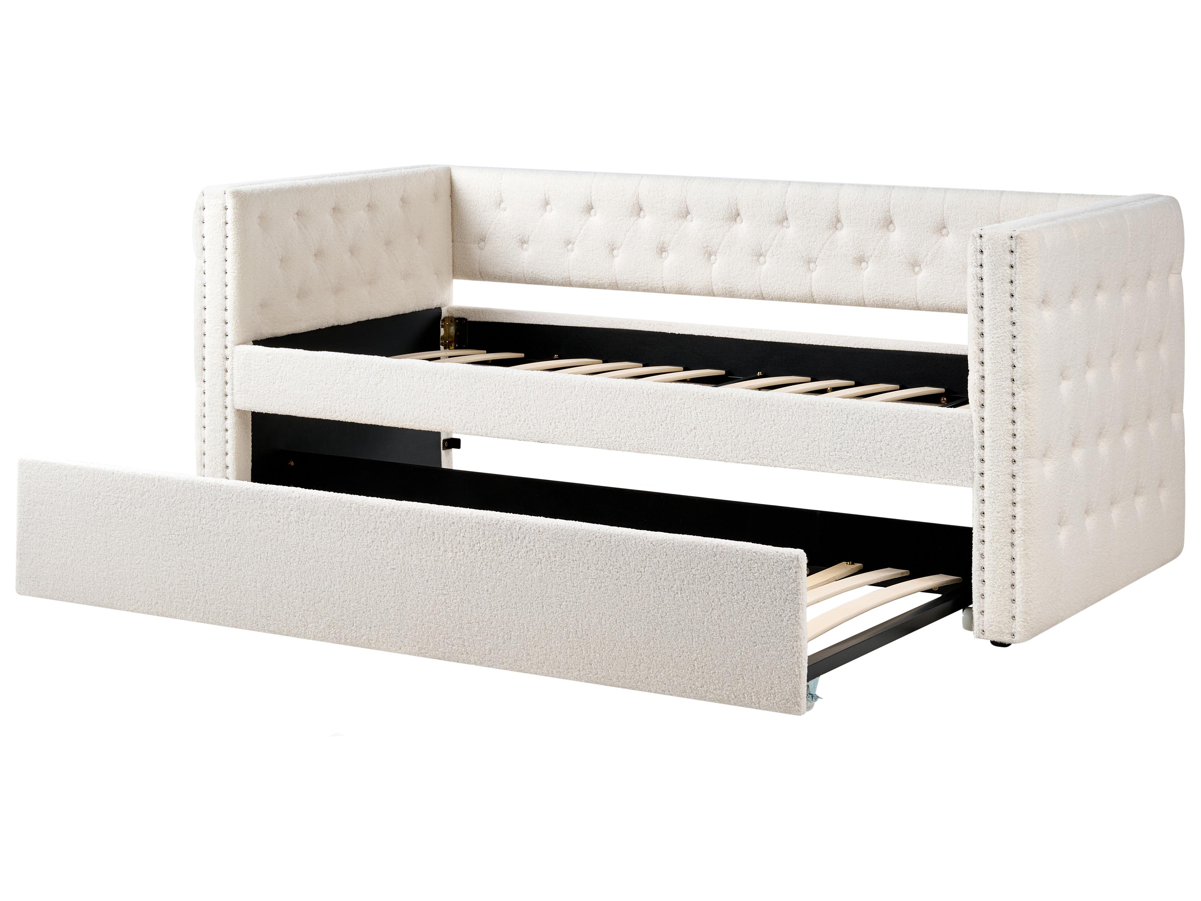 Onderschuifbed Bouclé GASSIN 90 x 200 cm Gebroken wit