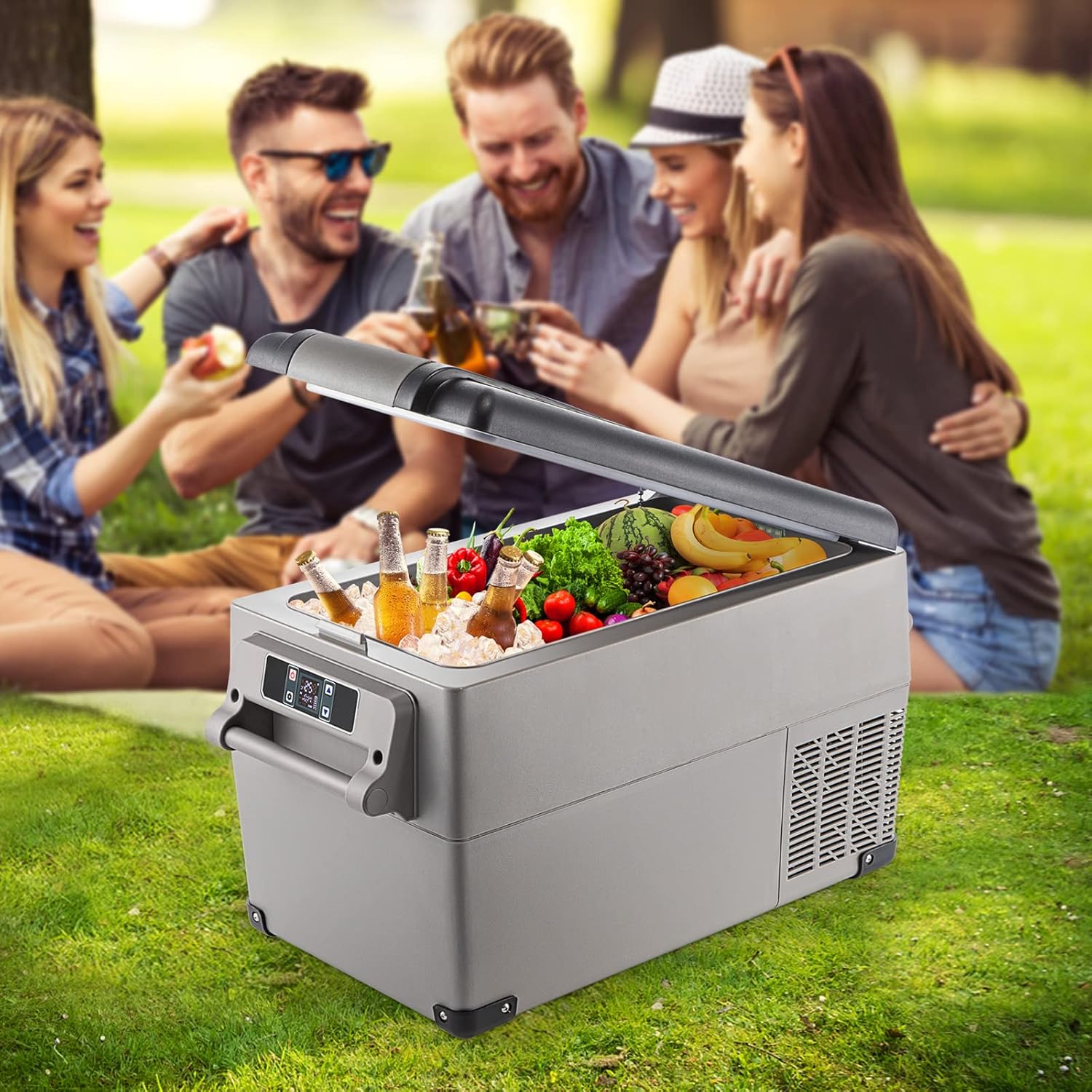 VEVOR 35L Autokühlschrank Kompressorkühlbox Edelstahl Urlaub Isolierbox Mini Kühlschrank Kühlbox Auto und Steckdose