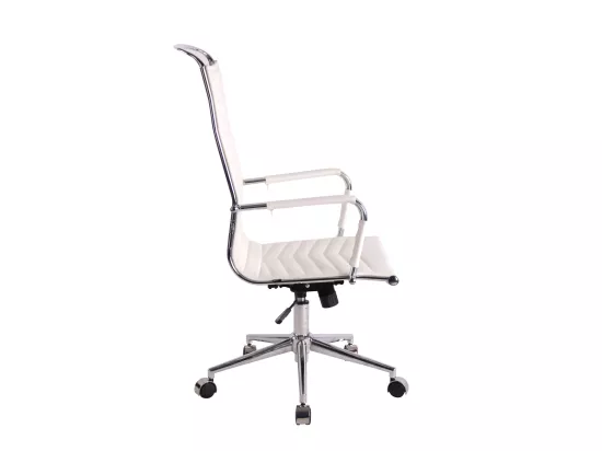 Chaise de bureau - Similicuir & Métal chromé - Blanc - Batley