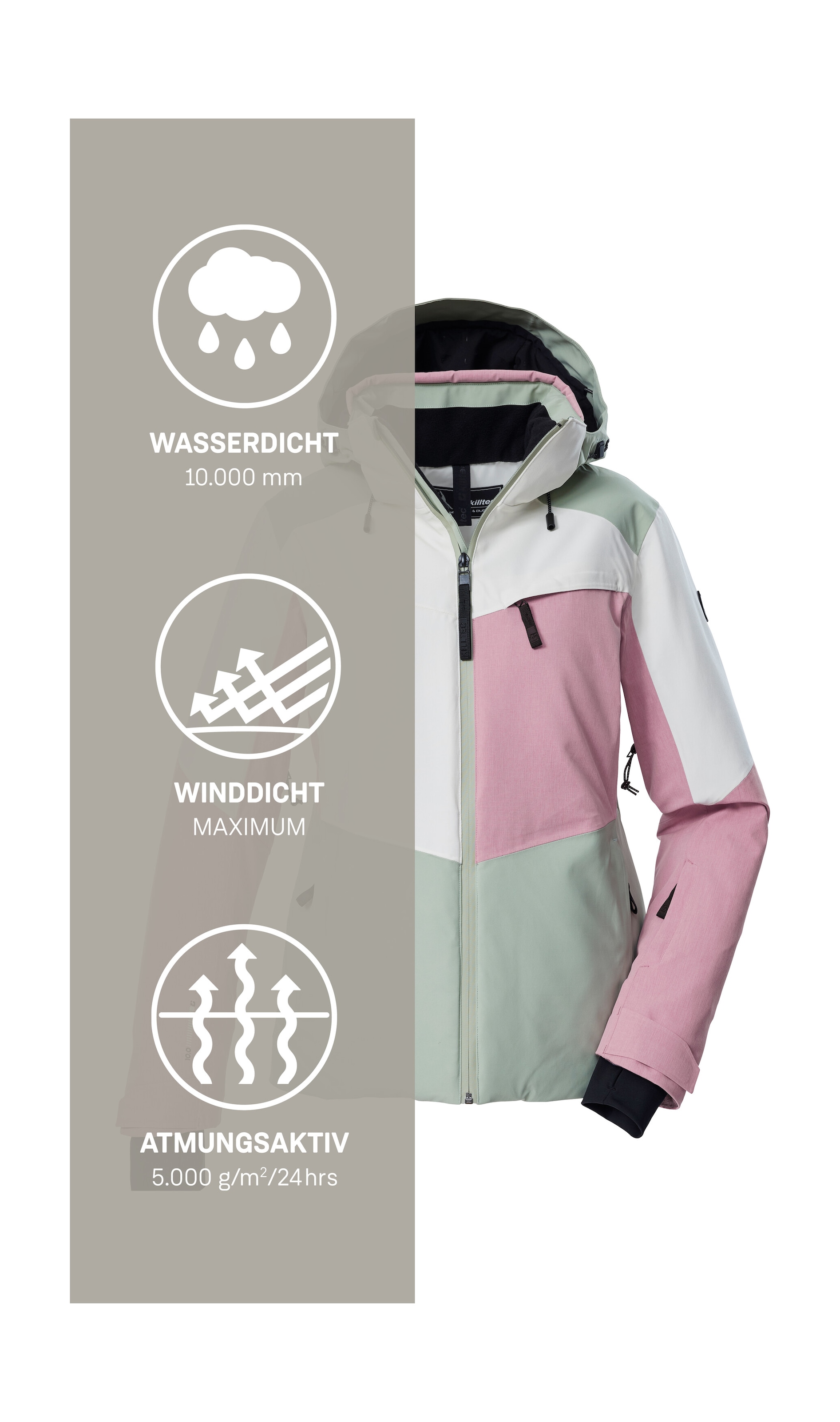 Killtec Skijacke »KSW 39 WMN SKI JCKT« Wasserdichte Damen Skijacke mit Atmungsaktivität und cleveren Features