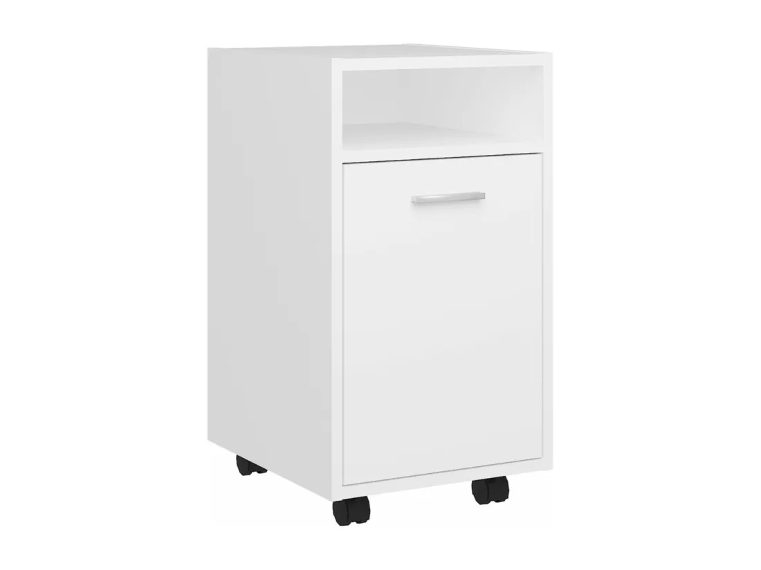 Armoire latérale avec roues Blanc 33x38x60 cm Bois d’ingénierie