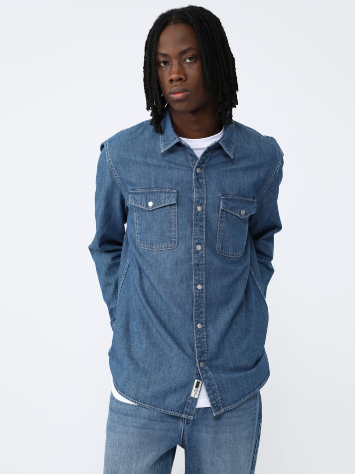 Camisa jeans de manga comprida - Índigo