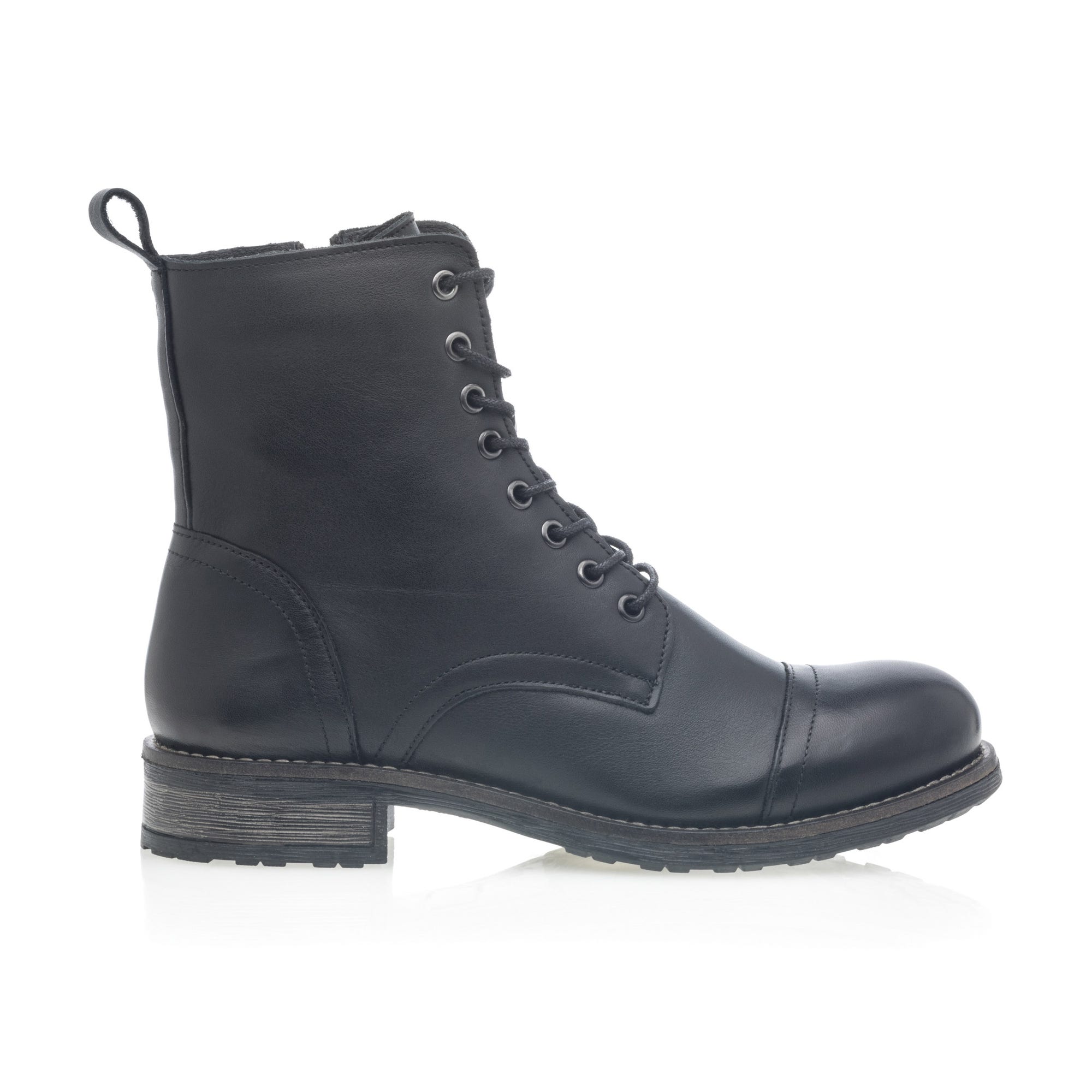 Bottines à lacets Femme en cuir noir