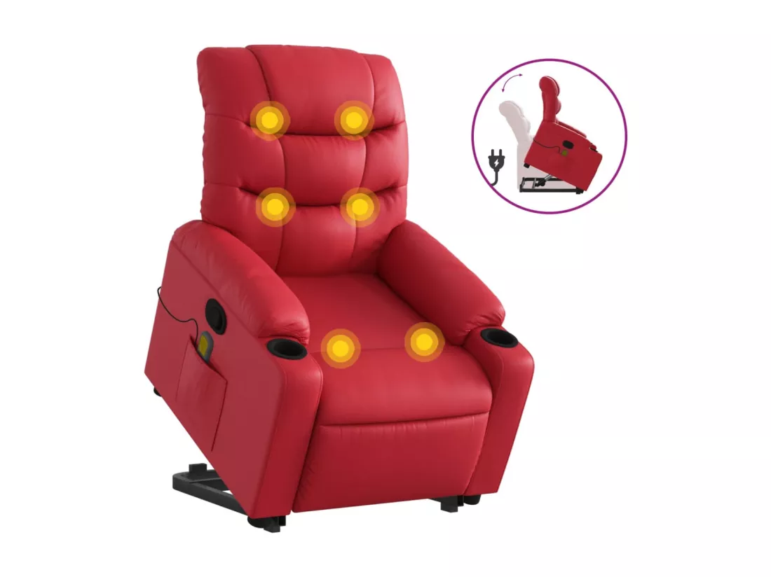 Fauteuil inclinable massant Rouge Similicuir