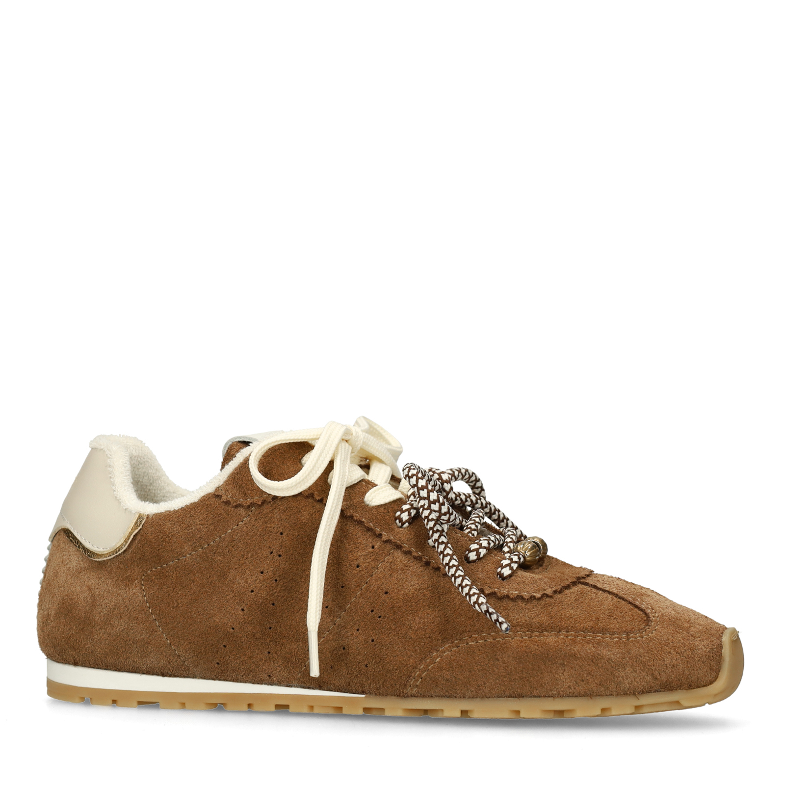 Bruine suède sneakers met dubbele vetersluiting
