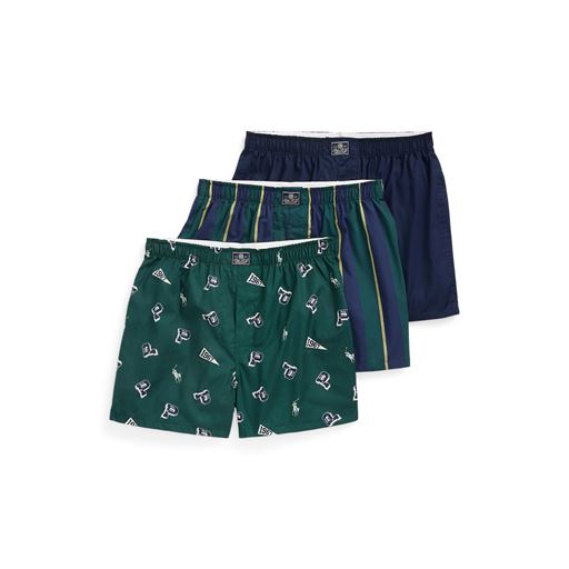 Ralph Lauren Cotton 3-pak Boxershorts, Stripe/All Over Print/Navy, XL